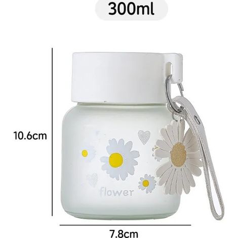Verre en verre givré d'été avec motif marguerite, tasse mini portable pour lait, cadeau adorable (1/5)