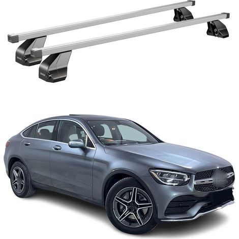 OMAC Dachträger Querträger Stahl für Mercedes GLC C253 2015-2022 – Abschließbar – City-Crash-getestet – DIN 75302:2019 – ISO/PAS 11154:2006 – Max. 75 kg Silber (1/5)