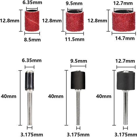 252-teiliges Trommelschleifset mit kostenloser Box, inklusive 240 Schleifhülsen und 12 Rotationswerkzeug-Dornen (1/8", 3/8" und 1/2"). (1/2)