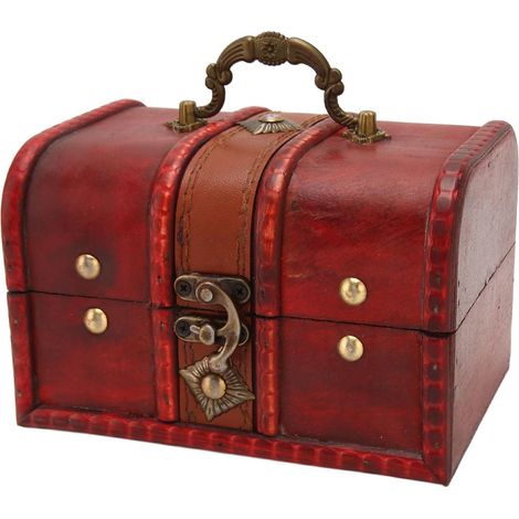 Coffre au trésor en bois vintage, boîte de rangement de bijoux, boîte à couvercle ouvert pour bijoux, bracelets, boucles d'oreilles, colliers, broches et épingles à cheveux, décoration d'intérieur, 16