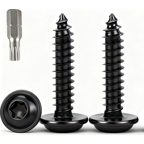 20 pièces M3x8mm Vis à Tôle Noir Acier Inoxydable A2 V2A Tête Plate Torx Vis Autotaraudeuse avec Rondelle pour Bois,Plastique,Métal (1/5)