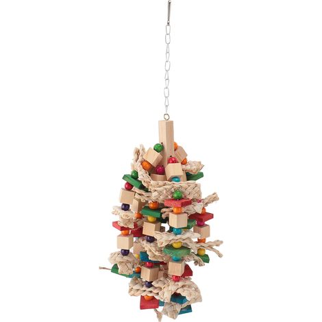 Jouet à Mâcher pour Perroquet en Bois de Pin et Maïs, Coloré et Durable, Anti-Ennui pour Grandes Espèces (1/4)