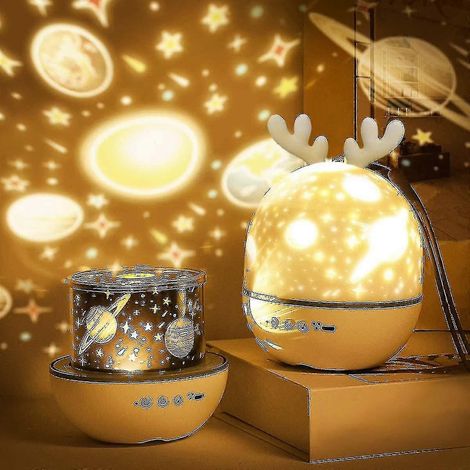 Veilleuse projecteur pour bébé, veilleuse musicale LED pour enfant, lampe lumineuse rotative à 360°, 8 chansons, 6 projections (1/2)