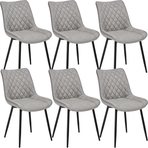 WOLTU Set of 6 Dining Chairs Faux Leather Office Kitchen Chair Living Home-Grey