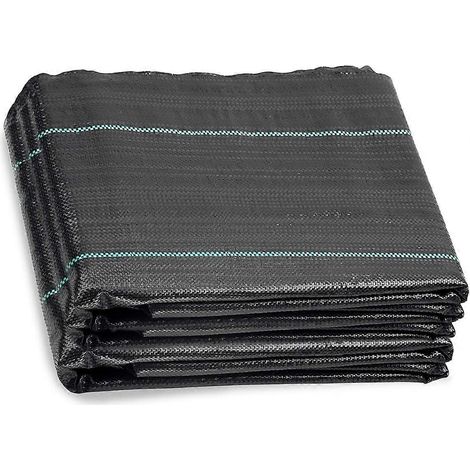 Toile de paillage, barrière anti-mauvaises herbes pour jardins, bloqueur de mauvaises herbes ultra-résistant, couvre-sol respirant et perméable, installation facile pour terrasses et patios. (1/4)