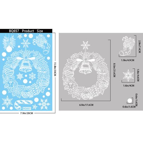 Autocollants de Noël, traîneau, boîte cadeau, autocollants pour vitres, flocons de neige blancs, sapin de Noël, autocollants électrostatiques, décorations de fenêtre, autocollants pour fenêtres.