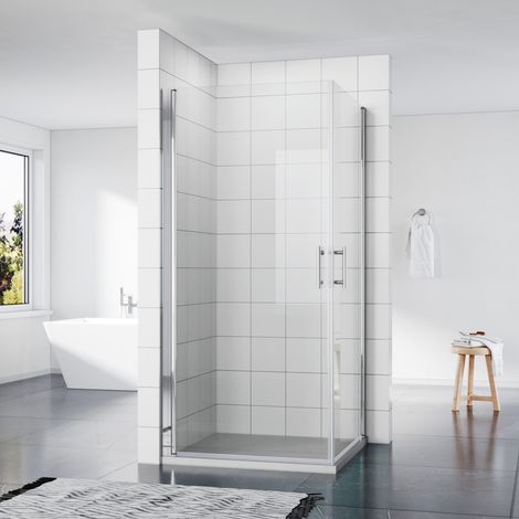 SONNI Duschkabine Eckeinstieg Duschabtrennung Duschwand Pendeltür Dusche Schwenktür 85x85cm (1/5)