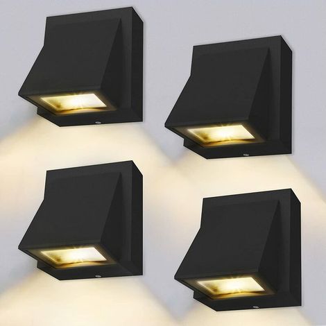 Applique Murale - 4 Pièces, 5W Applique Murale LED Extérieur/Intérieur, Applique Murale Extérieure Blanc Chaud 3000K IP65 pour Chambre, Salon, Salle de Bain, Noir (1/5)