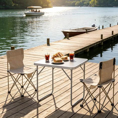 Table polyvalente – Table portable – Table pliante ultra-légère – Table de camping – Table de pêche – 70x50 cm – Transport aisé – Pour balcon terrasse camping extérieur (1/5)