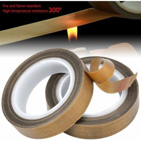 2 Rouleau de Ruban Adhésif de PTFE, Bande de Téflon, Haute Température Ruban, -100℃ - +260℃ Ruban Adhésif de Tissu de Verre Enduit PTFE, (13mm x 10m + 13mm x 10m) (1/3)