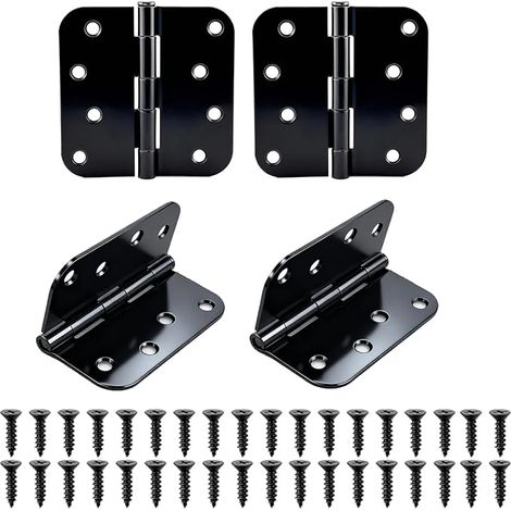 Juego de 4 bisagras de puerta de alta resistencia - 100 x 100 mm - Negras - Bisagras plegables para puertas interiores y exteriores - Incluye tornillos de montaje a juego (1/5)