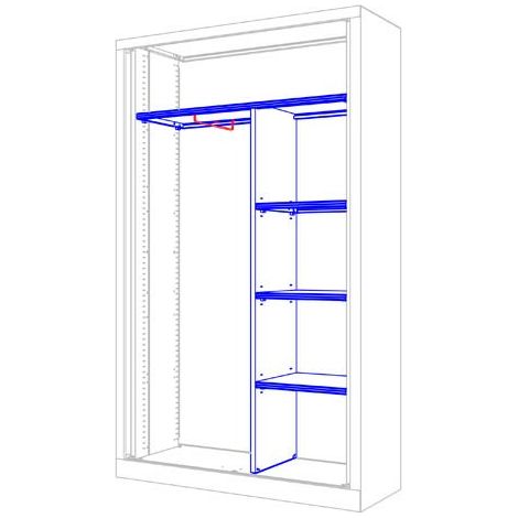 Kit penderie pour armoire L 120 cm – Équipement complet avec tablette penderie, support cintre et séparations – Dimensions H 154 x L 60 cm