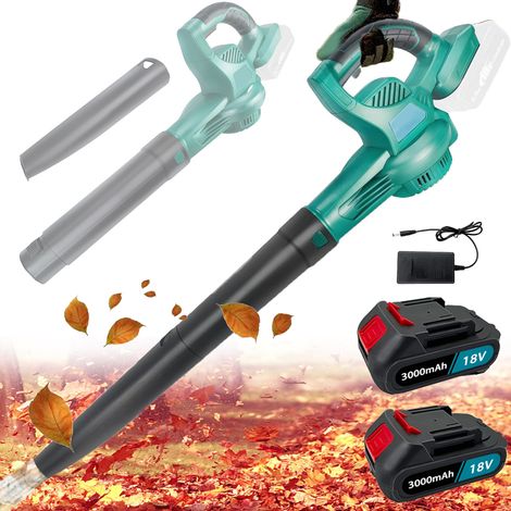 Potente soffiatore cordless, soffiatore  CORDLESS 18V (caricabatterie 2x3000mah) - soffiatore da giardino leggero e potente, compatibile con batterie Makita