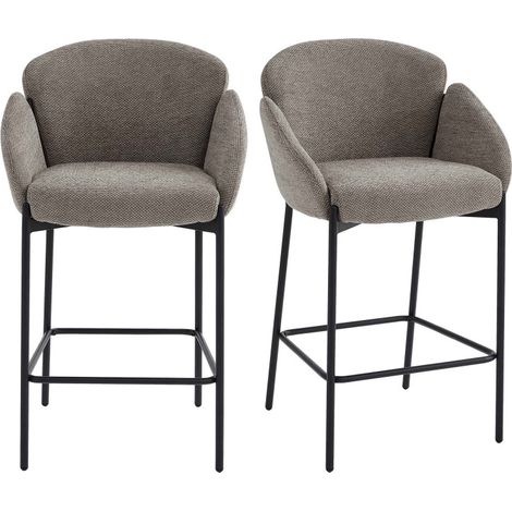 CANDICE-Fauteuil de bar en tissu Luxury Taupe (x2) (1/5)
