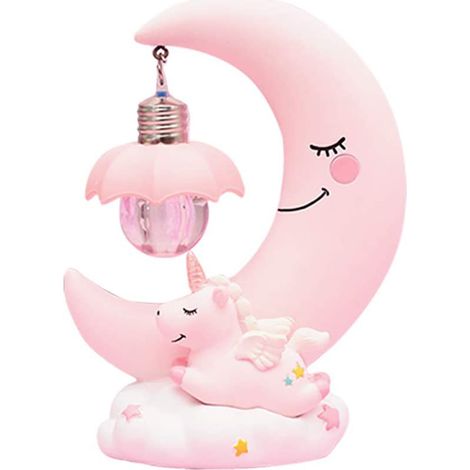 LED pour enfants motif lune en résine lampe de chevet pour