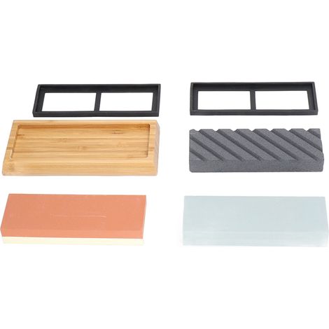 Kit combiné pierre à aiguiser et polissage finition avec socle en bois et tapis antidérapant (1/5)