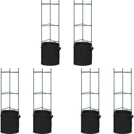 Lot de 6 cages à tomates ajustables 32 x 29 x 116 cm en acier vert (1/5)