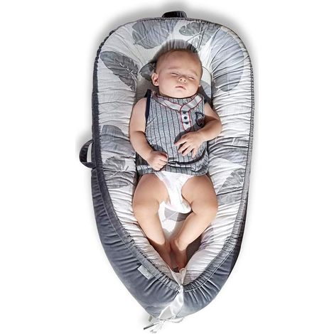 berceau Portable En Drap Gris, Lit Rversible Pour Nouveau-n Et Bb, Berceau De Voyage Portable, Couette Amovible Et Lavable (feuille) (1/5)
