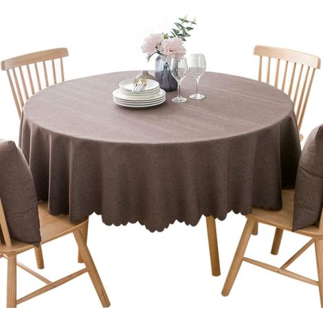 Runde Tischdecke 120cm Braun Wasserdicht & Fleckresistent, Abwaschbar