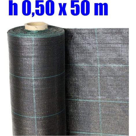 TELO PER PACCIAMATURA NERO QUADRETTATO TESSUTO POLIPROPILENE ANTISTRAPPO - mt 50 x 0,50 H