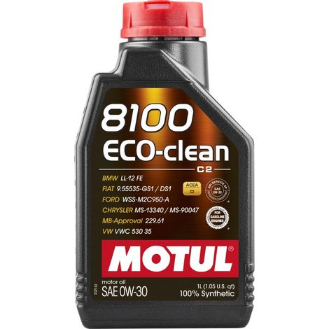 Aceite Motul 0W30 1L 8100 Eco Clean DPF / C2 / SN / WSS M2C 950-A / 9.55535-GS1 / STJLR.03.5007 / MS-13340 / Toyota / Honda / Subaru