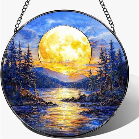 Suspension vitrail décorative 9 cm – Attrape-soleil pour intérieur, cadeau Noël, anniversaire femme homme (1/4)