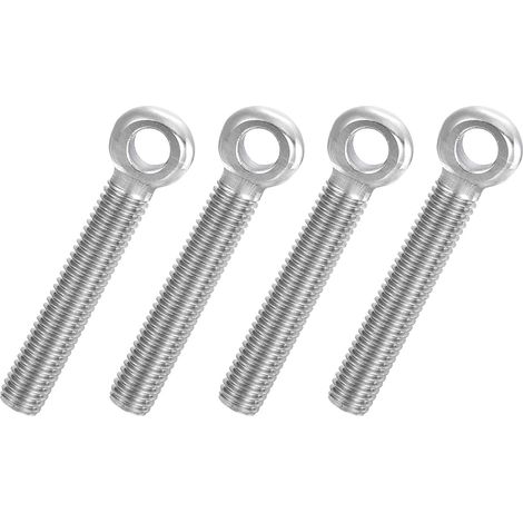 4 Pcs Boulon à Œil M10x65mm Boulon à Œillet de Levage pour Balancement d'Épaule, Vis Poisson en Acier Inoxydable 304, Filetage Métrique à Demi-Denture Trou Coulissant, Argentée (1/5)