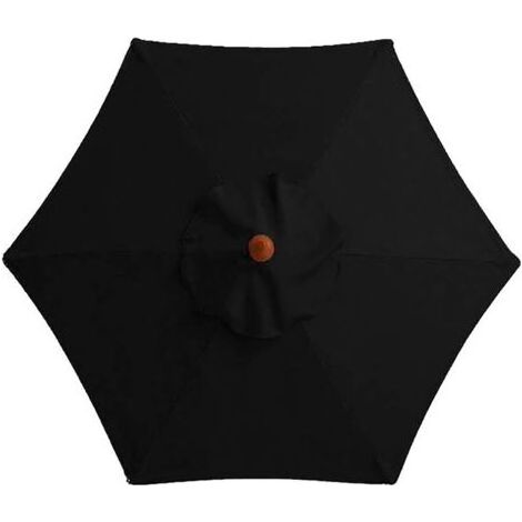 Toile de rechange pour parasol - 6 baleines - 2 m de diamètre - Imperméable - Résistante aux UV - Tissu de rechange - Noir (1/5)
