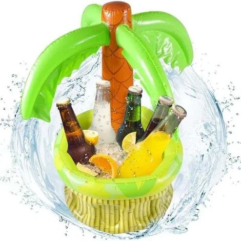 Glacière gonflable en forme de palmier. Porte-gobelet gonflable pour bar de piscine. Porte-gobelet flottant pour piscine. (1/4)