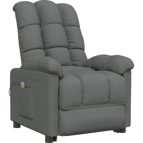 Sillón relax con función reclinable manual y masaje en tejido gris oscuro DEC029207 (1/5)