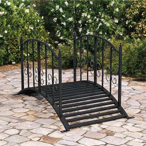 Passerelle de jardin en acier 119 cm avec garde-corps motif (1/5)