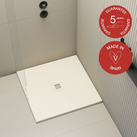 Receveur de douche Poalgi, extraplat, blanc Marfil, L.90 x l.90 cm, finition sable, série Hos's