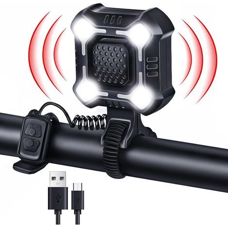 2-in-1 Fahrradhupe und Scheinwerfer (140 dB) – 6 Klangmodi – USB-C – IPX6 wasserdicht – Für Fahrräder, Roller und E-Bikes (1/5)
