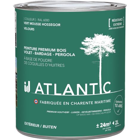 Peinture bois extérieurs -RAL 6000 Vert mousse Hossegor - 2L - ATLANTIC (1/3)