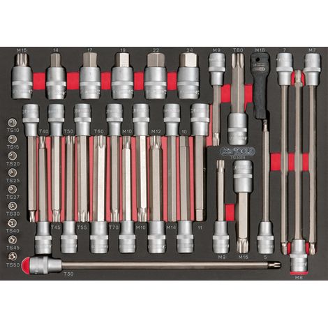 KS Tools - Module d'embouts longs pour la mécanique 1/4'' - 1/2'', 38 pièces - 712.5038