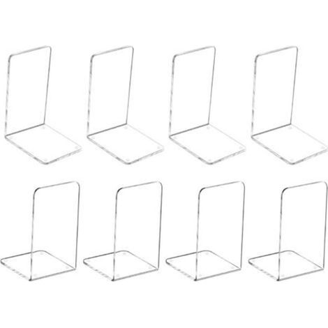 Serre-livres en plastique acrylique, acrylique transparent antidérapant, serre-livres, organisateur, décoration d'étagère, papeterie décorative, cadeau (7,08 "x 4,72" 4 paires)