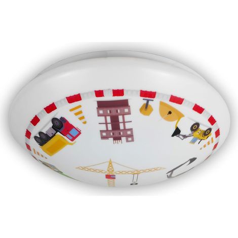Coole Deckenlampe mit Baustellen Motiv fürs Kinderzimmer, bunt Ø 35cm (1/5)