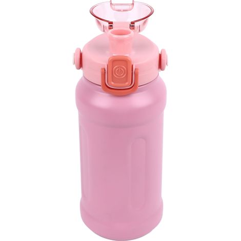 1100 ml Vakuumbecher, Edelstahl-Isolierflasche, Sport-Trinkflasche mit Strohhalm, Hellrosa (1/5)