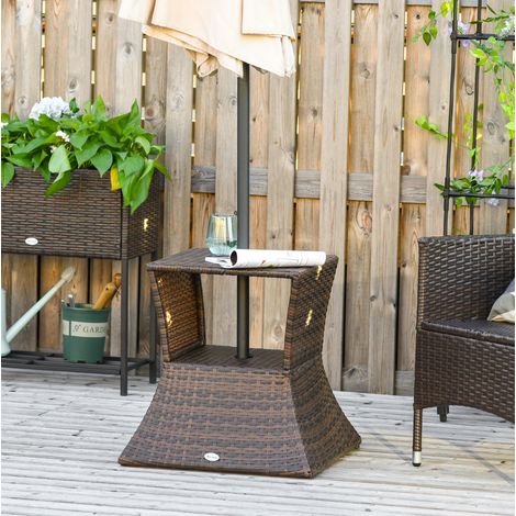 tavolo soggiorno 54x54x55 con base ombrellone rattan OKMYHOME (1/3)