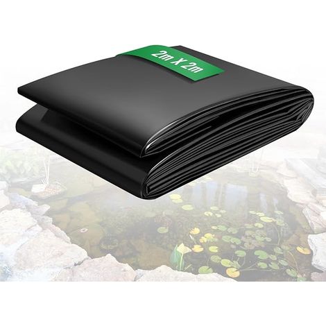 Bâche pour Étang HDPE Robuste Noire Bâche de Bassin 2M X 2M Bache Bassin Exterieur Bâche pour Bassin Poisson Cascade de Jardin Fontaines Jardins eau Cascades (1/5)
