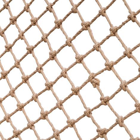 Hanf-Sicherheitsnetz, 15 cm Maschenweite, 6 mm Naturjuteseil, für Treppen, Balkon, Garten, Kinder (1/5)