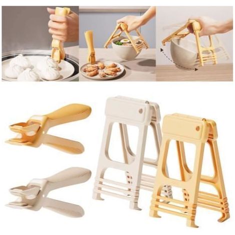 1 pince de service, poignée ergonomique vague, pince pour plaque chauffante, casserole, bol, four et micro-ondes (1/4)