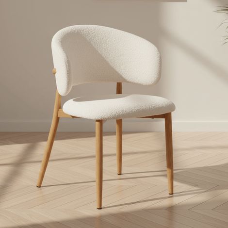 Japandi Esszimmerstuhl Yuka Beige – Rahmen in Eichenoptik (1/5)