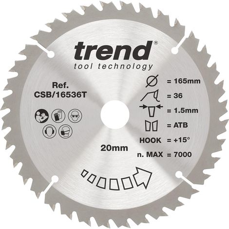 Lame de scie circulaire TCT 165 mm, 36 dents, alésage 20 mm (1/5)