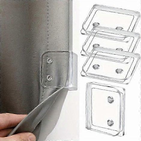 Filiyano-Lot de 4 clips de rideau de douche auto-adhésifs coupe-vent, anneaux de rideau de toilette pour accessoires de salle de bain - Transparent (1/5)