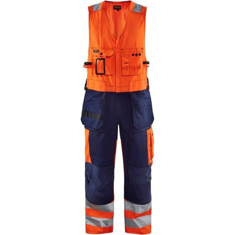 Tuta da lavoro senza maniche alta visibilità 2653 - Arancione fluorescente/Marine 44 (1/4)