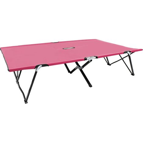 Tumbona doble plegable acero rosa vidaXL