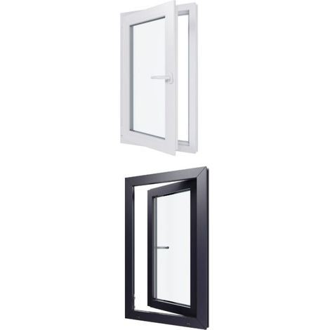 Finestra in PVC - Triplo vetro - Bicolore - Bianco e grigio - 600 mmx1000 mm cm