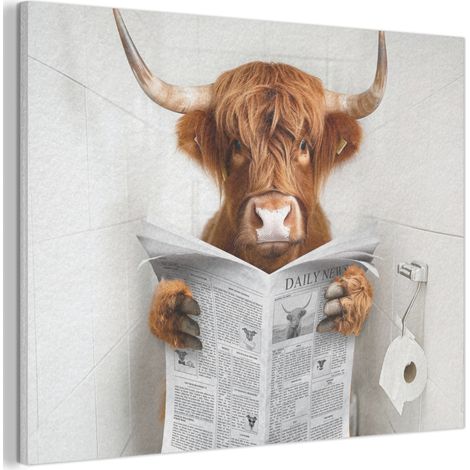 TABLEAU ACOUSTIQUE Scottish Highlander - Animal - Journal - Toilette Décoration Murale Feutre 100x70 cm (1/5)
