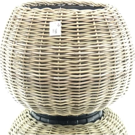 VAN DER LEEDEN DRYPOT® Rattan Tina Pflanzkübel Grau Ø 68 cm - Sylter Körbe (1/4)